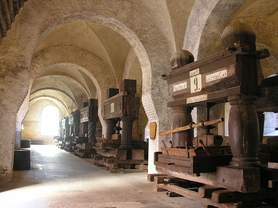 Monastery, Eberbach, Wine Press, Vault, old, medieval, process HD wallpaper