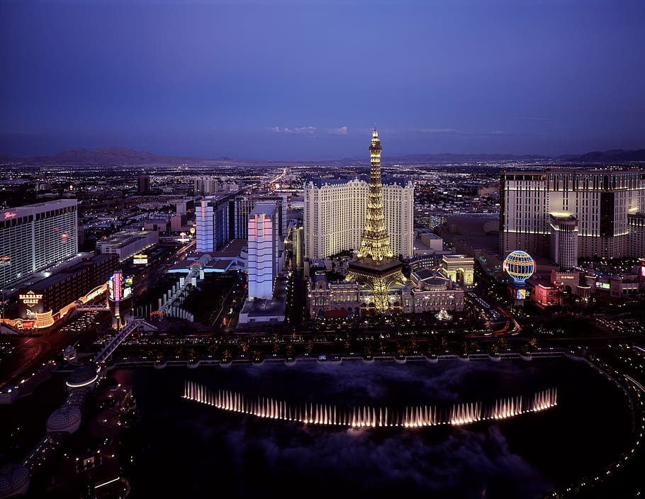 aerial view photography of Eiffel Tower, las vegas, strip, casino, HD wallpaper