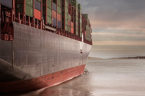 cargo ship on water under gray sky photography, container, port HD wallpaper