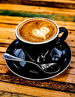 caffeine, coffee, cup, drink, espresso, hot, mug, saucer, spoon HD wallpaper