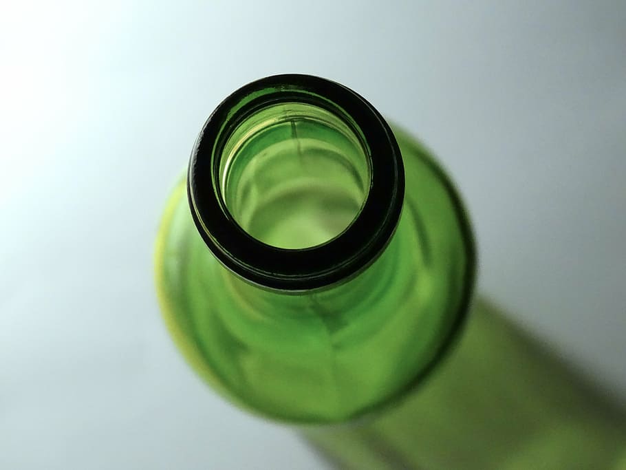 bottle, bottle opening, bottleneck, glass, transparent, glass green, HD wallpaper