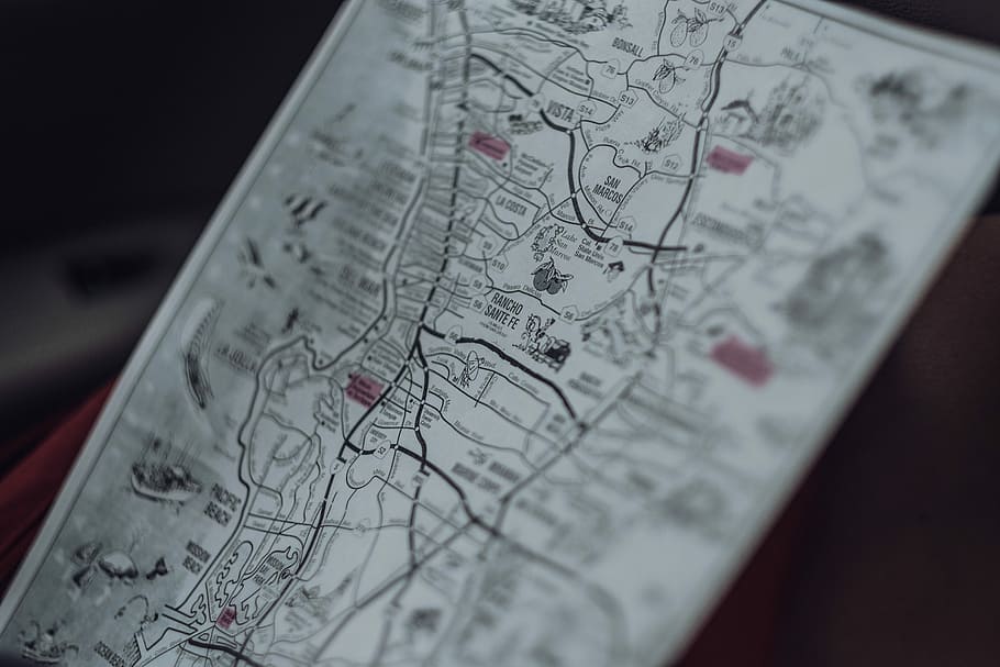 selective focus photo of map, macro shot of white printer paper HD wallpaper