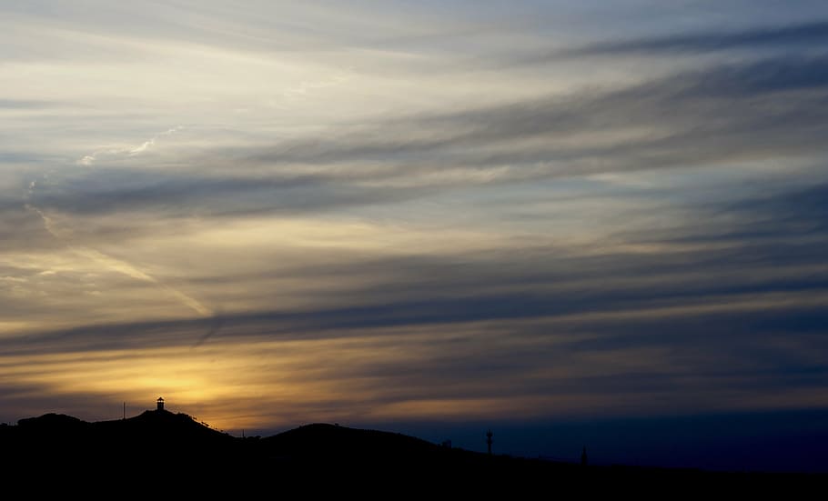 sunset, quiet, beautiful, cloud, sky, cloud - sky, silhouette HD wallpaper