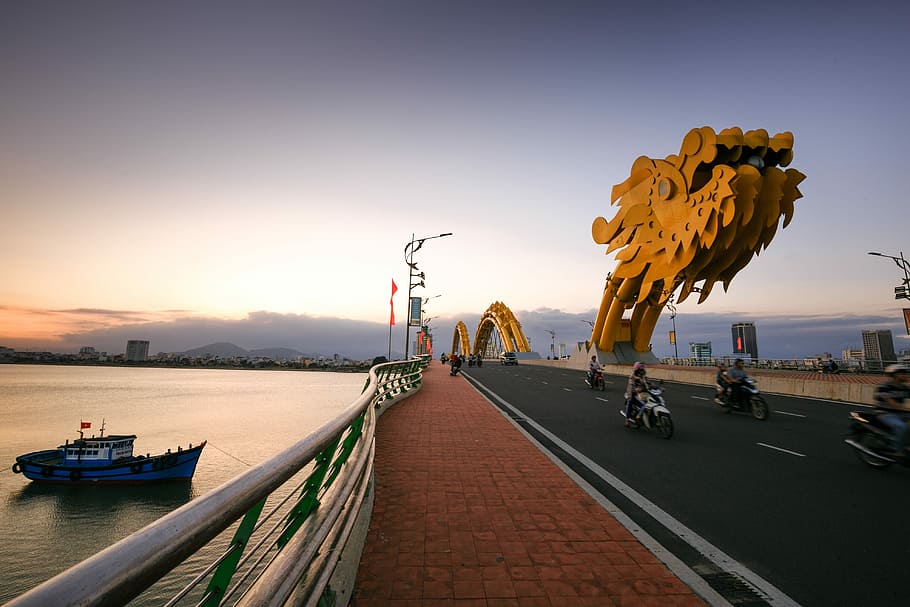 HD wallpaper: person riding white motorcycle, vietnam, danang, dragon bridge | Wallpaper Flare