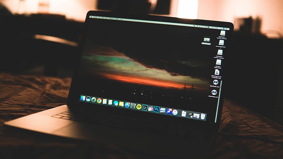 black and gray laptop computer, screen, macbook, monitor, technology HD wallpaper