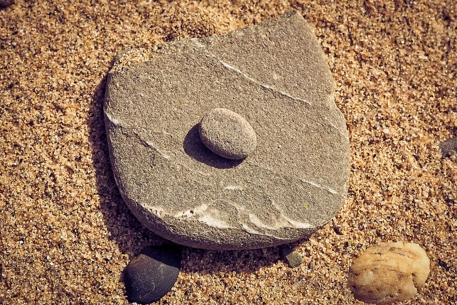 beach, stone, sand, pebble, structures, background, nature HD wallpaper