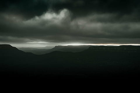 gray cloudy sky scenery, scale, photography, mountain, clouds HD wallpaper