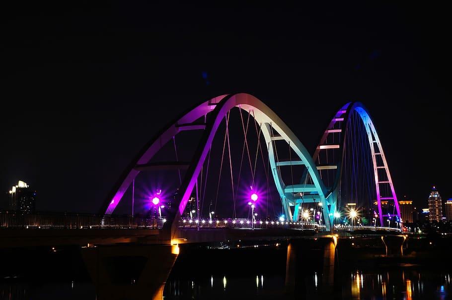 Crescent Bridge, Xinbei, Night, bridge - man made structure HD wallpaper