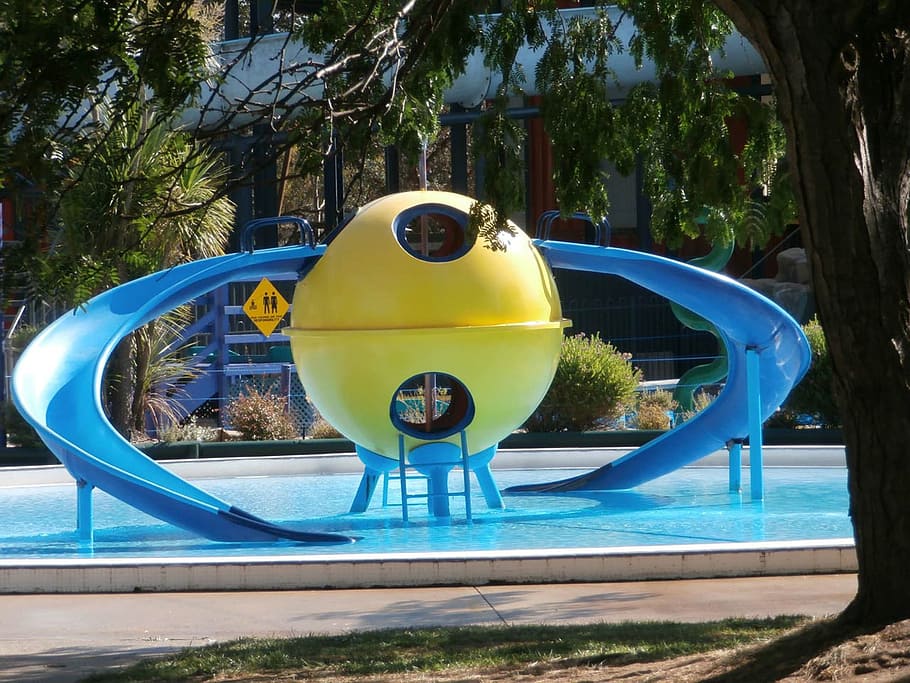 waterpark, big splash, amusement, slide, fun, recreation, wet, HD wallpaper