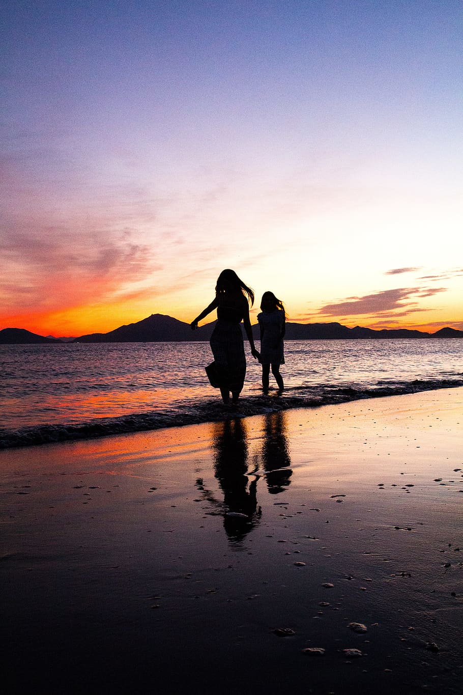 dadaepo beach, busan sea, woman, silhouette, women's, sunset, HD wallpaper