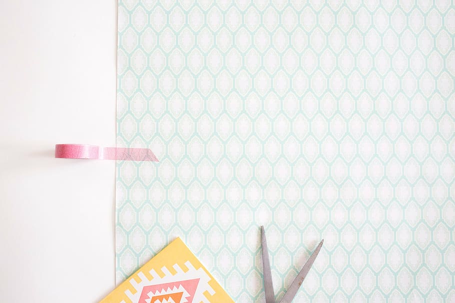 teal wrapper, grid, wire, hook, scissors, design, pattern, mesh HD wallpaper