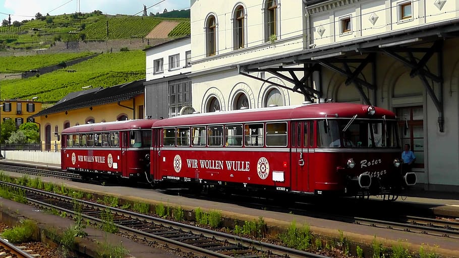 railbus, railway, train, nostalgia, beauty, oldies, red, vehicle HD wallpaper