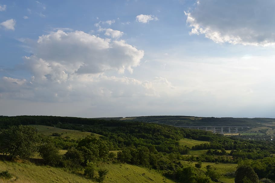 clouds, nature, sky, lake balaton, lights, rural landscape HD wallpaper