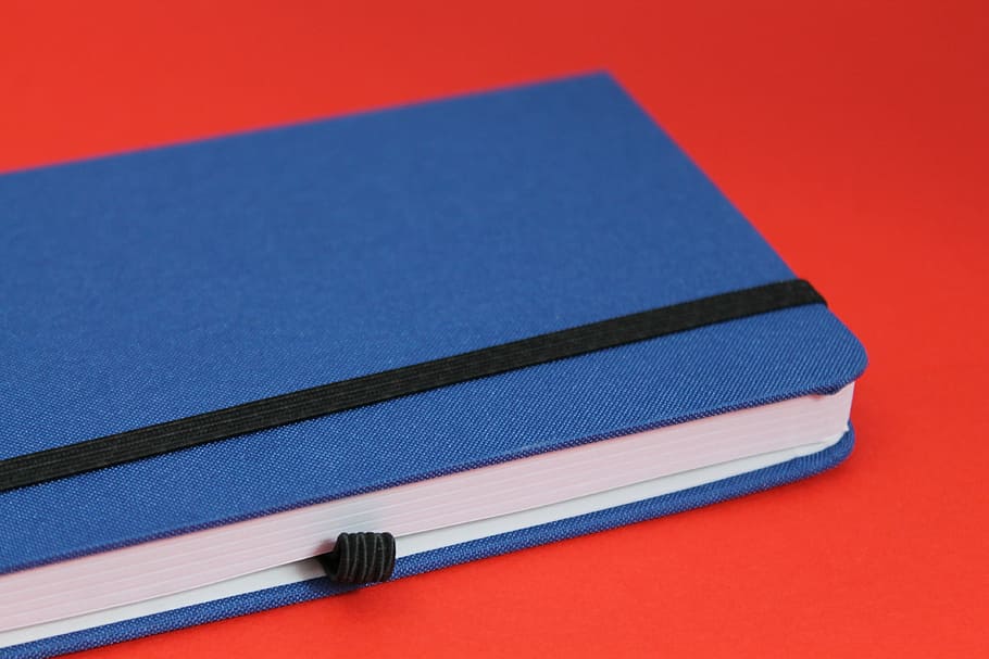 notebook, blue, red, diary, corners, write down, write book HD wallpaper