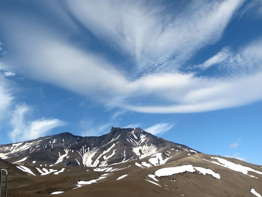 clouds, sky, nature, landscape, summer, snow, the snow, mountains HD wallpaper