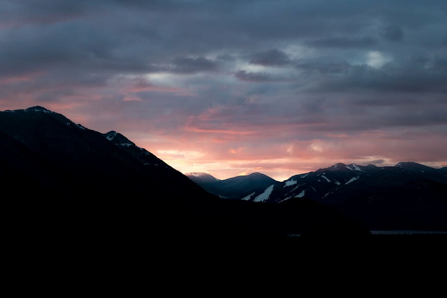silhouette of mountains during sunset, highland, cloud, sky HD wallpaper