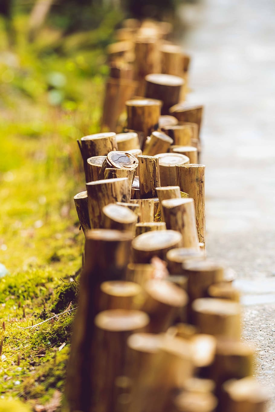 wood, fence, bound, bamboo, path, park, outdoor, perspective, HD wallpaper
