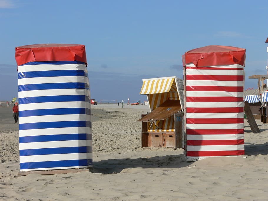 Beach Chair, Island, Borkum, Sky, Travel, wind protection, sea, HD wallpaper