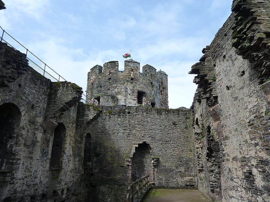 conwy castle, wales, medieval, ruins, architecture, history, HD wallpaper