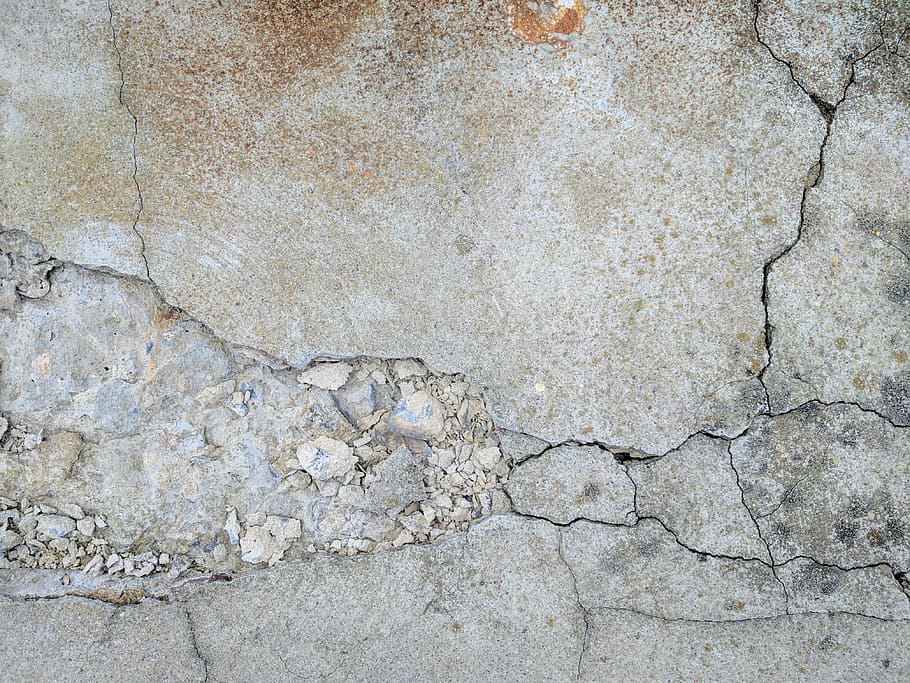 beige surface, crack, concrete, industrial, grunge, background, HD wallpaper