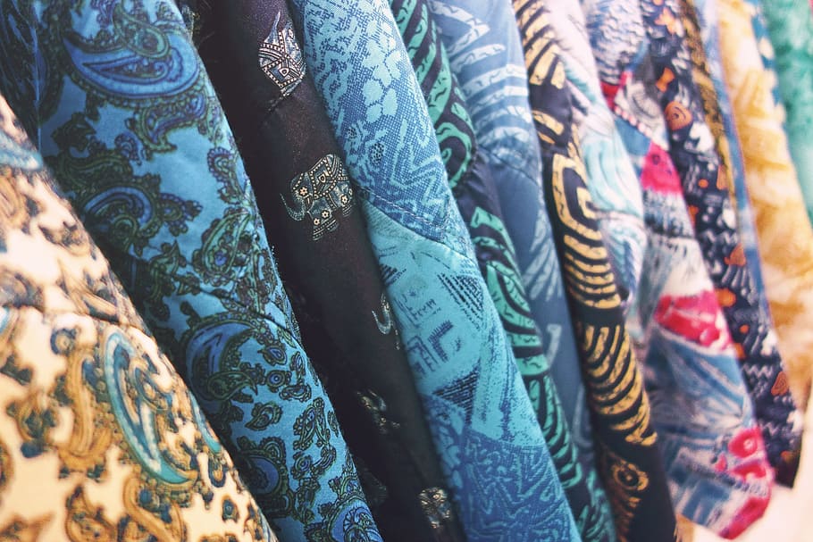 assorted-pattern textiles, fabric, cloth, texture, design, fashion, HD wallpaper