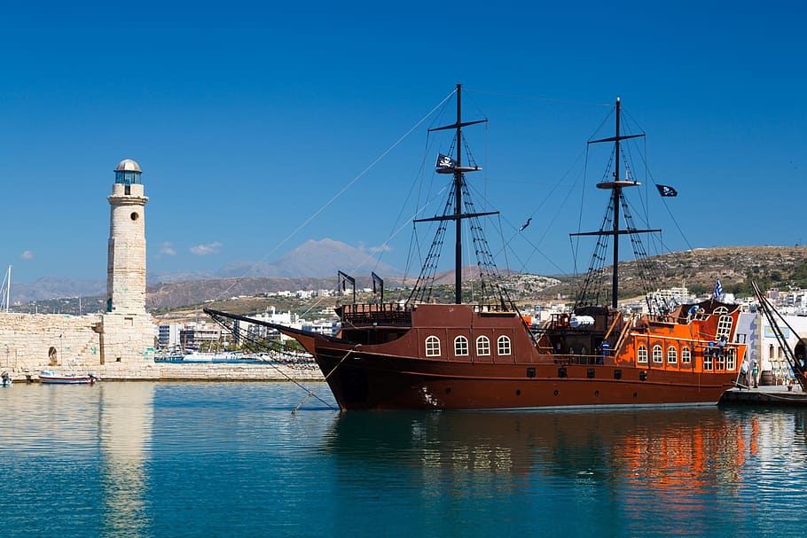 harbor, ship, sea, mast, water, pirate, boat, sailboat, old HD wallpaper