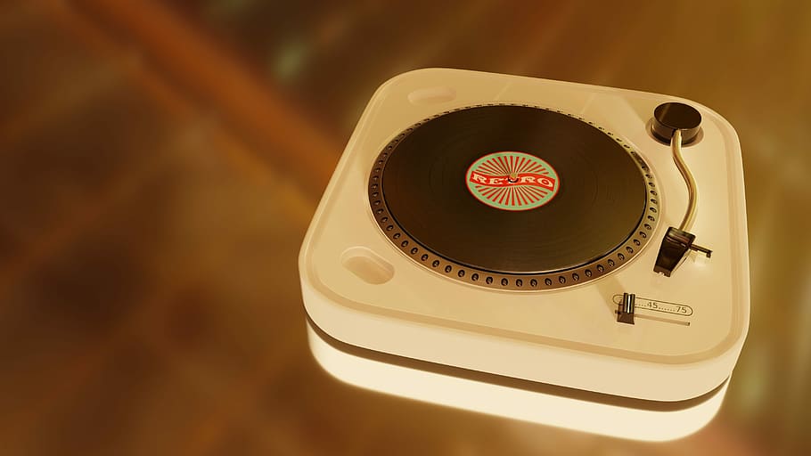 white and black turntable, 60s, old, record, nostalgia, background HD wallpaper