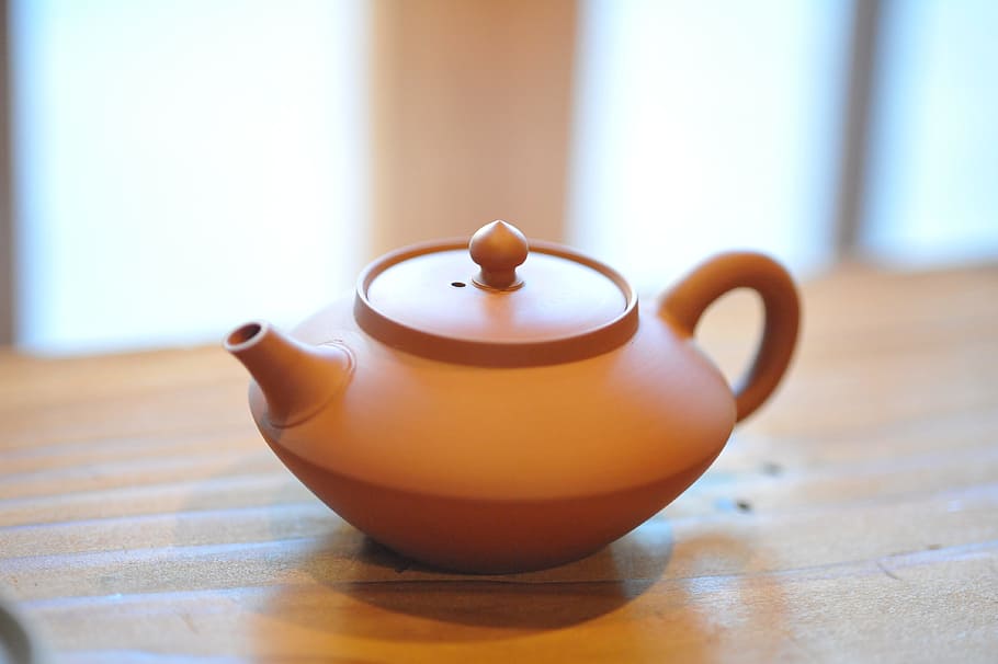 brown teapot on table, indoors, food and drink, tea - hot drink HD wallpaper