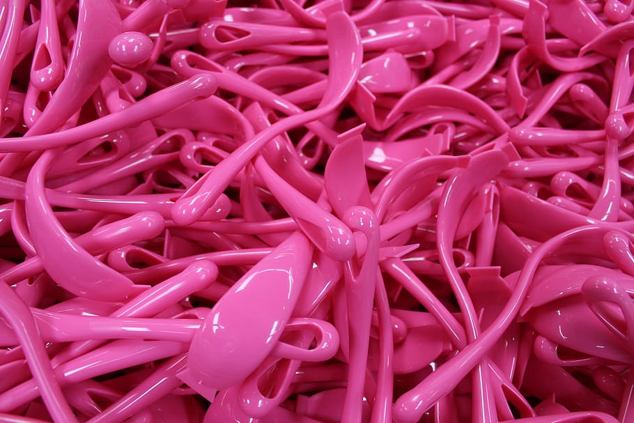 plastic, production, industry, red, plastic brushes, macro HD wallpaper