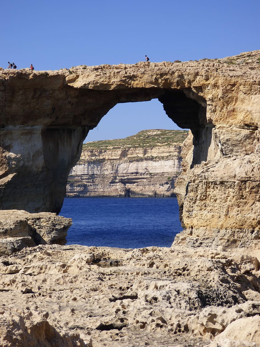 Window, Gozo, Dwejra, Mediterranean, famous, tourism, geology HD wallpaper