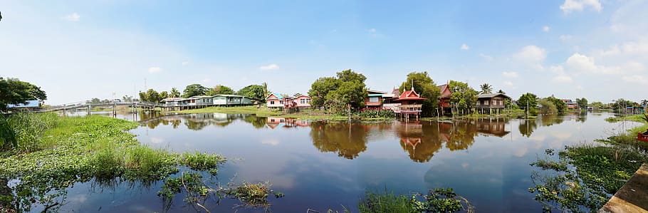 house, rural, countryside, outdoors, water, environment, thai
