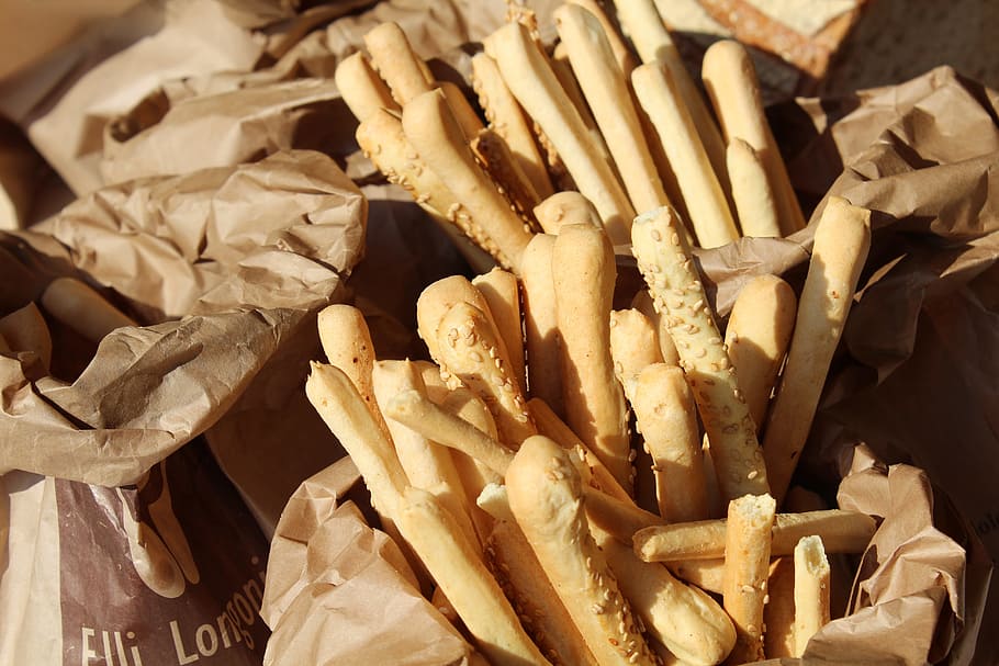 bread sticks in bag, breadsticks, flour, foods, wheat, starchy foods HD wallpaper