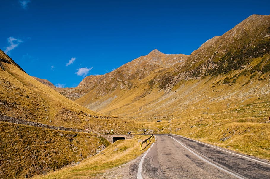 mountain pass, road, serpentine, alps, landscape, transportation HD wallpaper