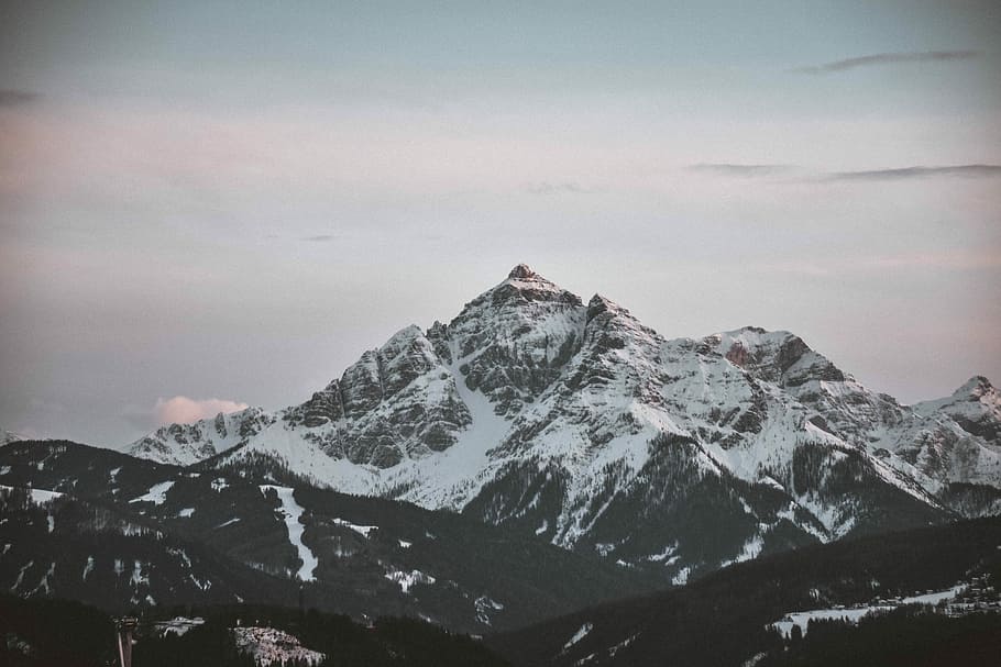 landscape photography of snow coated mountain, landscape photography of snow mountain HD wallpaper