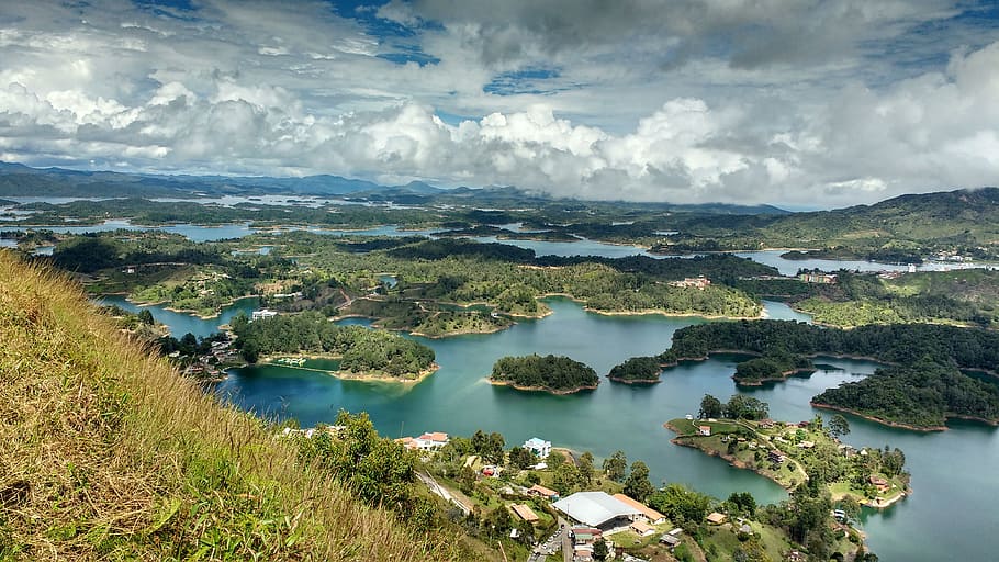 water, nature, panoramic, landscape, travel, guatapé, antioquia HD wallpaper