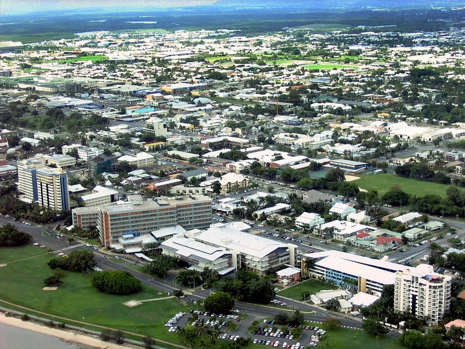 Cairns Hospital from the air in Queensland, Australia, aerial photo, HD wallpaper