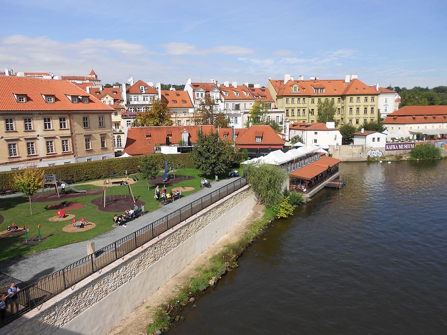 prague, vltava river bank, czech republic, building exterior, HD wallpaper