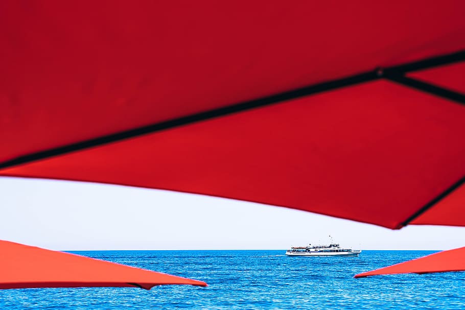 sea, sky, water, blue, colors, day, ocean, outdoors, scenery HD wallpaper