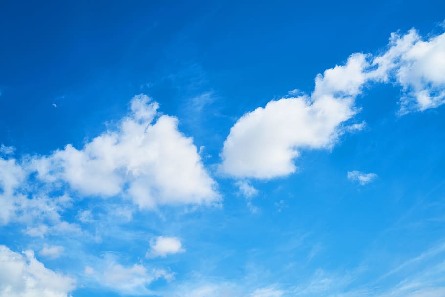 low angle photo of white clouds and blue sky at daytime, Landscape HD wallpaper