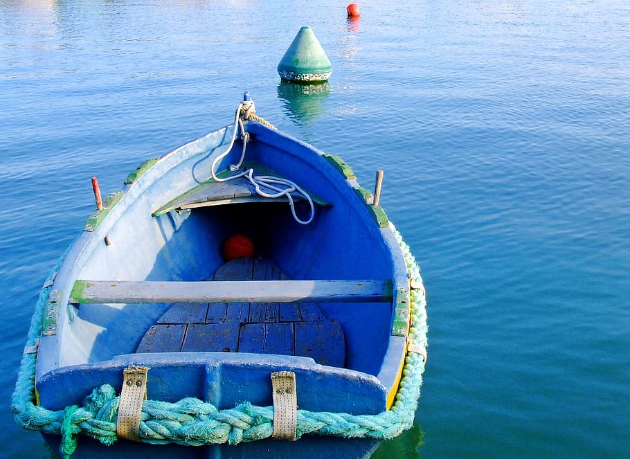 brown jon boat on body of water near to floater, rowing boat, HD wallpaper