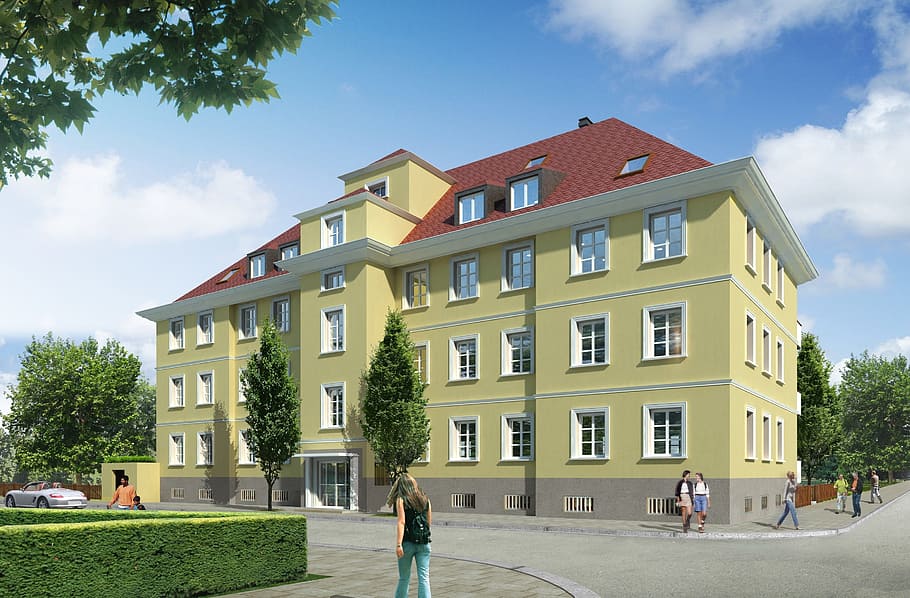 multi-family home, villa, rendering, visualization, architecture HD wallpaper