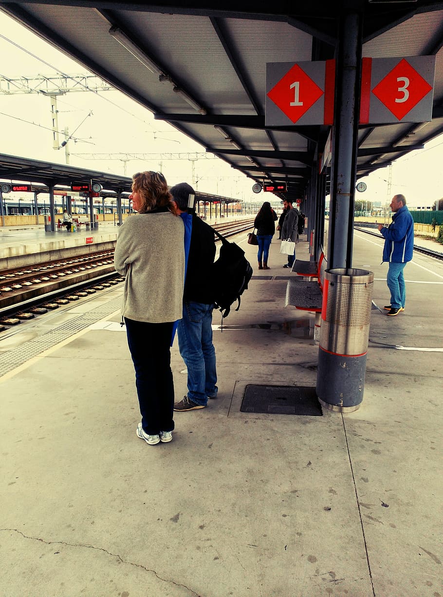 people, train, trains, station, urban, railway station, transportation HD wallpaper