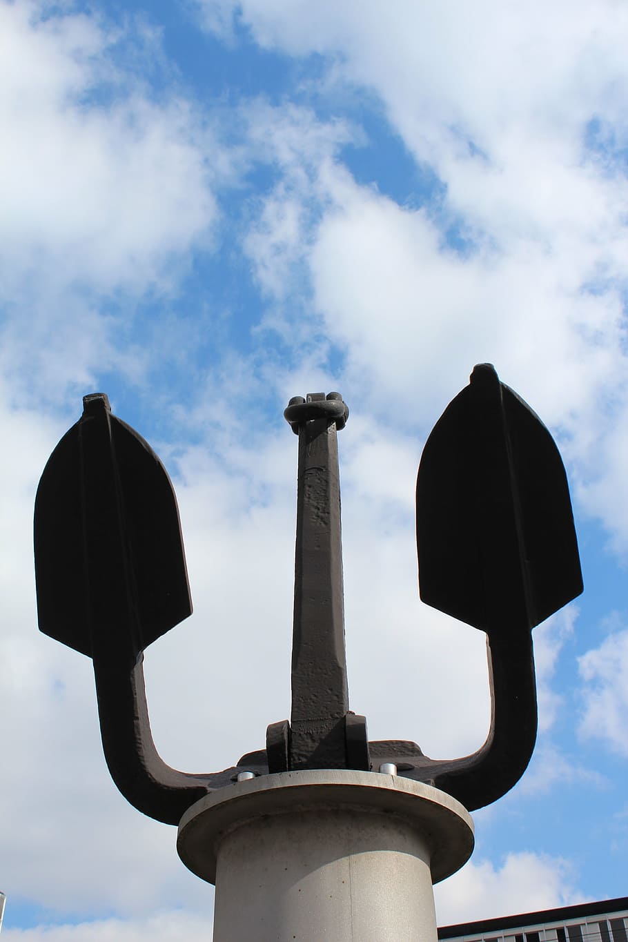sky, anchor, clouds, monument, back light, ship, navy, cloud - sky HD wallpaper