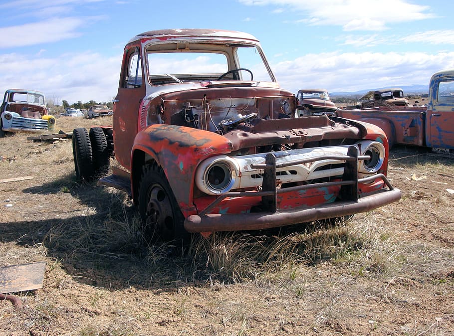 Car Wreck, Oldtimer, Vehicle, automotive, classic car, rust HD wallpaper