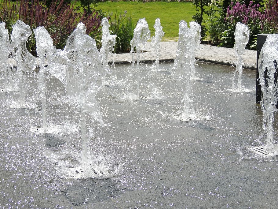 fountain, water, bubble, motion, nature, splashing, day, no people HD wallpaper