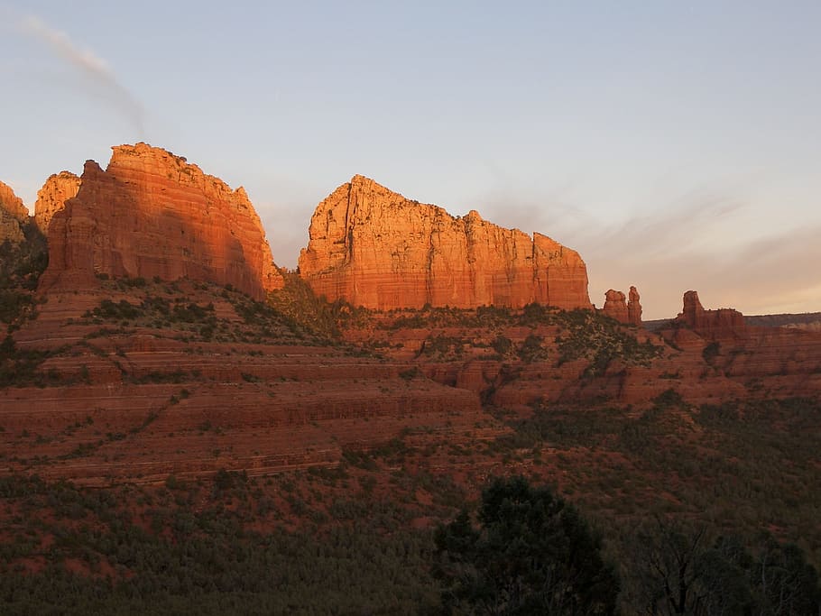 Sandstone Cliffs, Geological Formations, view, scenic, sedona HD wallpaper