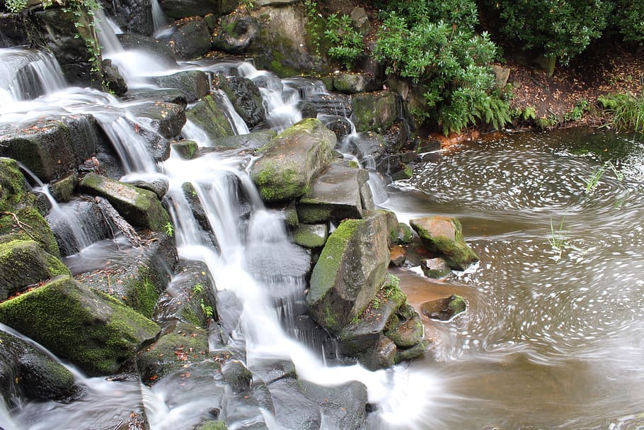 Waterfall, Rocks, Stone, Flow, Nature, landscape, stream, river, HD wallpaper