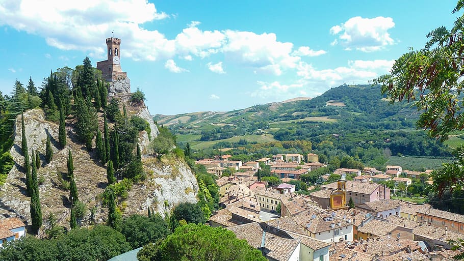 italy, landscape, torre, tree, plant, architecture, built structure HD wallpaper