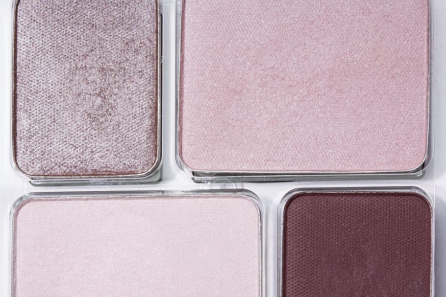 three assorted-color makeup cases, eye shadow, trend, structure HD wallpaper