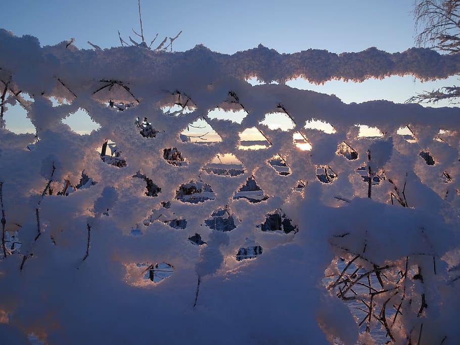 winter magic, fence, snow, water, no people, nature, tranquility HD wallpaper